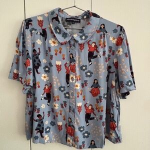 Twee woman print button-up shirt by Princess Highway